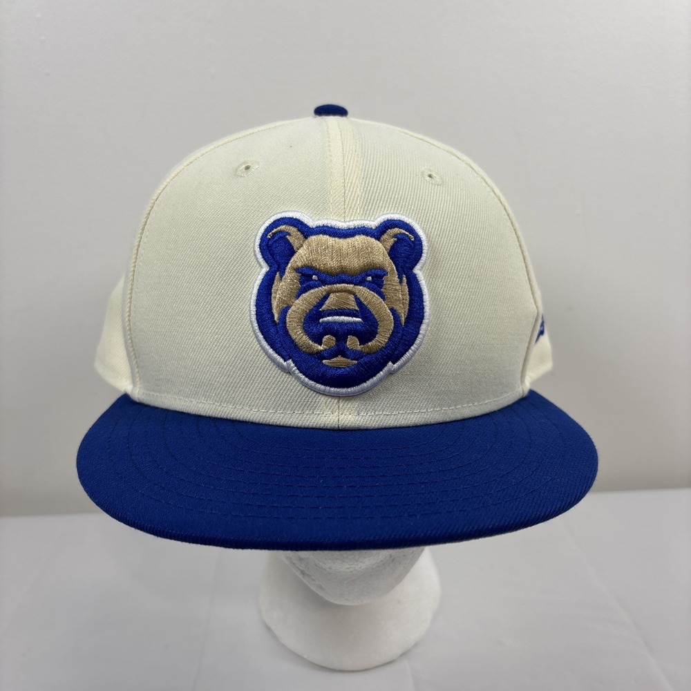 Iowa Cubs Mens New Era‎ 59FIFTY 7 7/8 Fitted Hat Cap Cream Royal Des Moines Iowa
